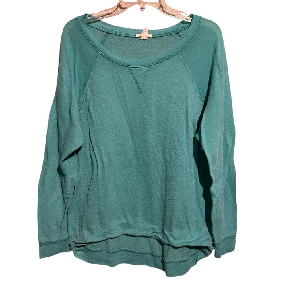 Caslon Scoop Neck Long Sleeve M Blue Turquoise T Shirt Lightweight Sweater